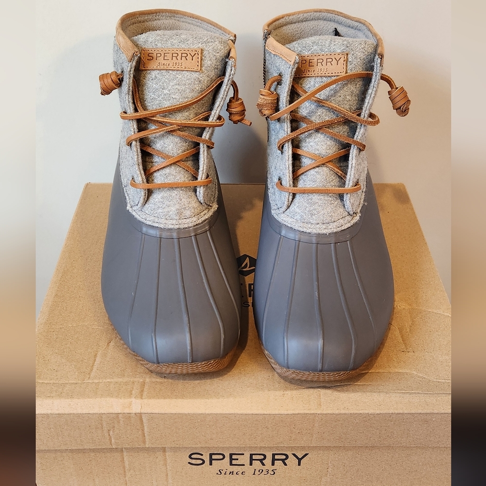 Women's Sperry Saltwater Embossed Wool Duck Boot - Dark Grey